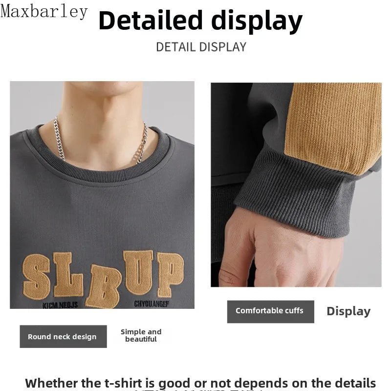 2025 New Sweatshirts Men's Autumn Casual Fashion Letter Printed Long Sleeve Hoodies Male Street Hip Hop Loose Crewneck Pullover