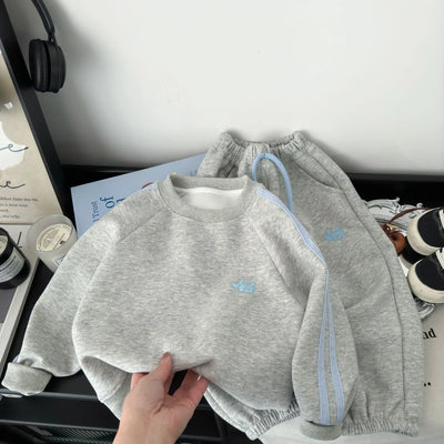 Boys Sweatshirts Hoodies Spring Autumn Long Sleeved T-shirt  Children O Neck Top Sweat Pants 2pcs Set Korean Cartoon Sportswear