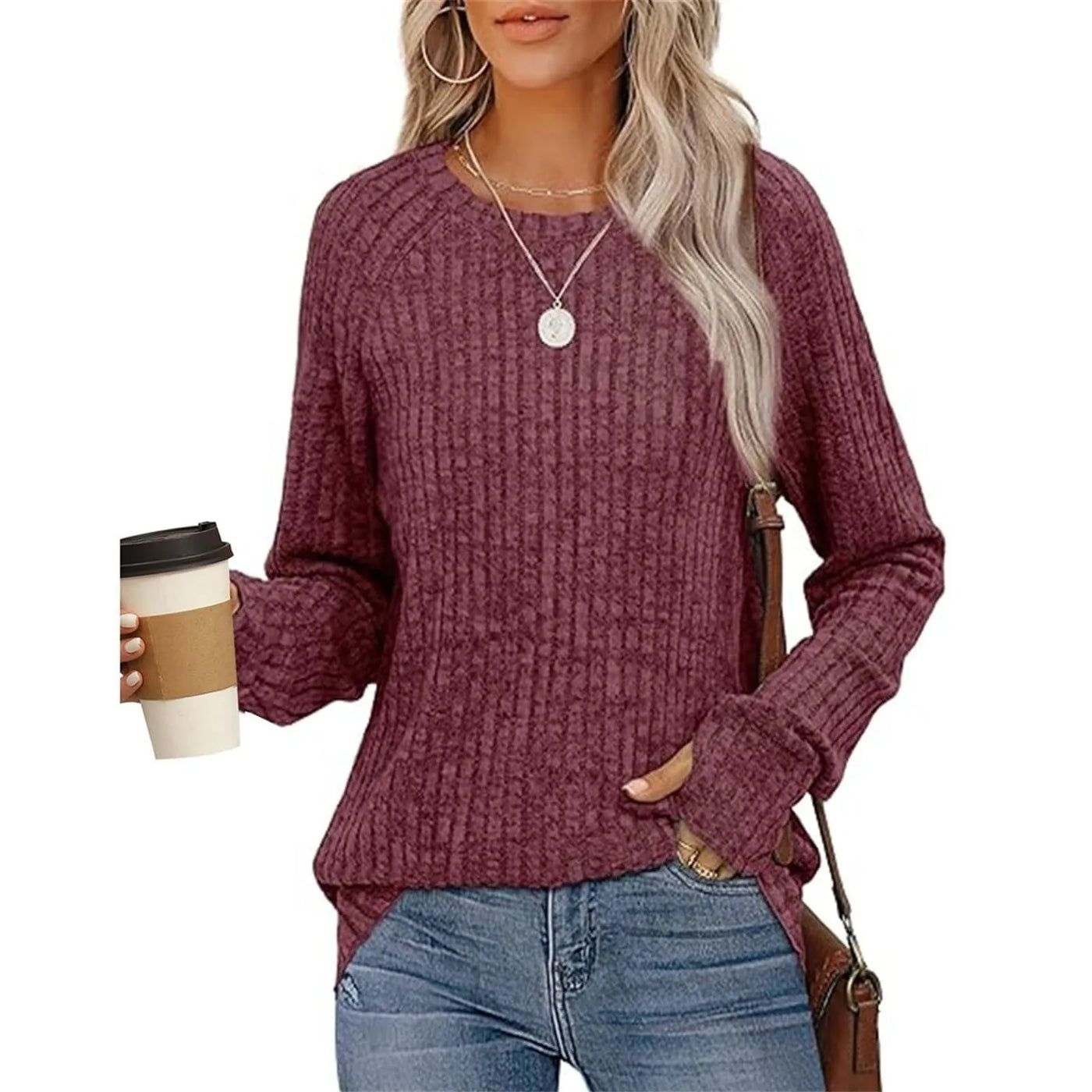 Sweatshirts For Women Long Sleeve Crewneck Pullover Casual Solid Tunic Tops With Thumb Hole Women's Sweatshirts Winter Clothing