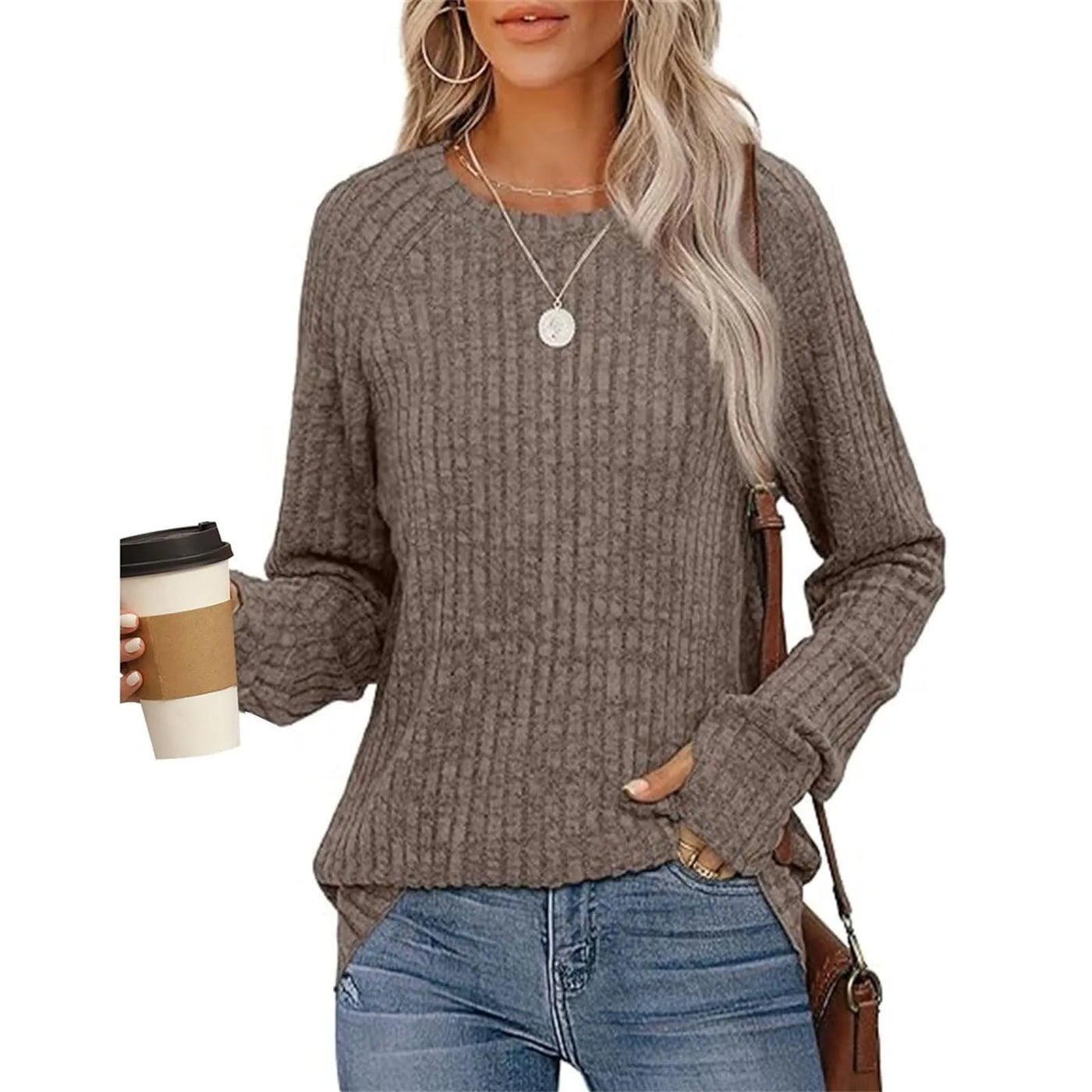 Sweatshirts For Women Long Sleeve Crewneck Pullover Casual Solid Tunic Tops With Thumb Hole Women's Sweatshirts Winter Clothing
