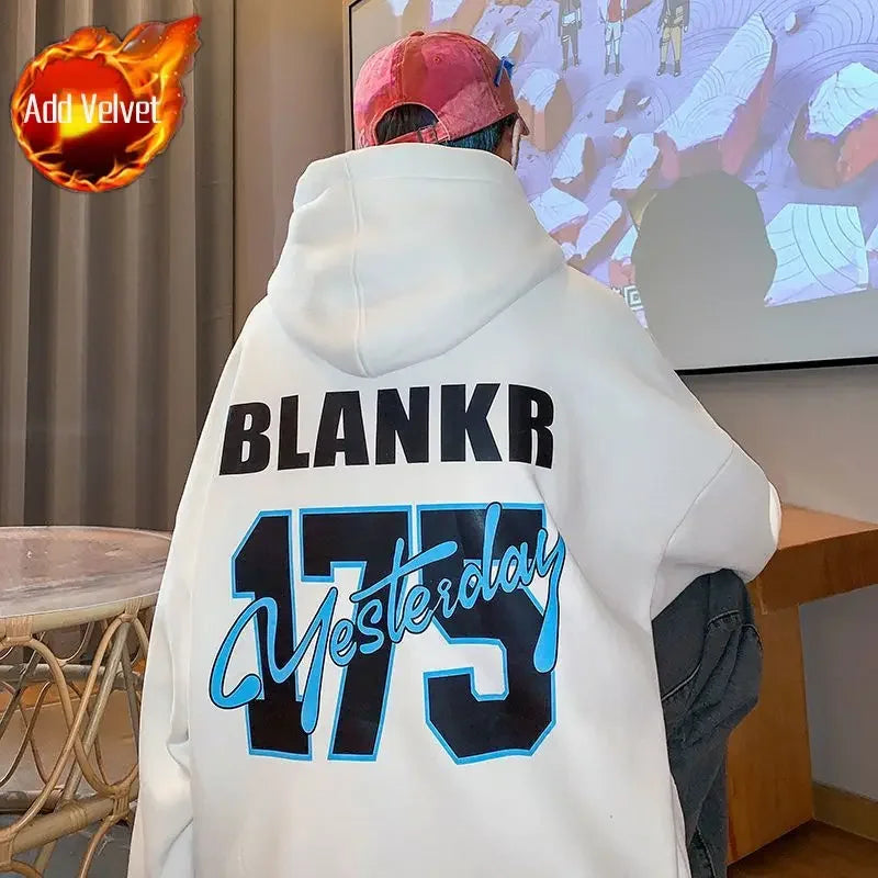 Sweatshirts for Man Hooded White Print Men's Clothing Hoodies Overfit Letter Streetwear Funny High Quality 90s Vintage Autumn