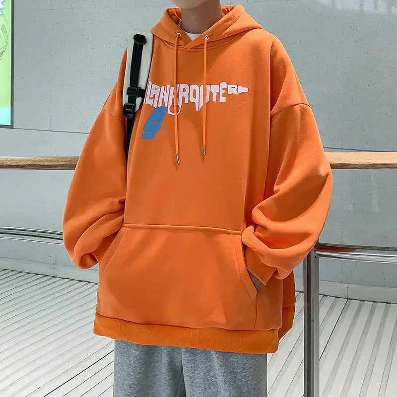 Sweatshirts for Man Hooded White Print Men's Clothing Hoodies Overfit Letter Streetwear Funny High Quality 90s Vintage Autumn