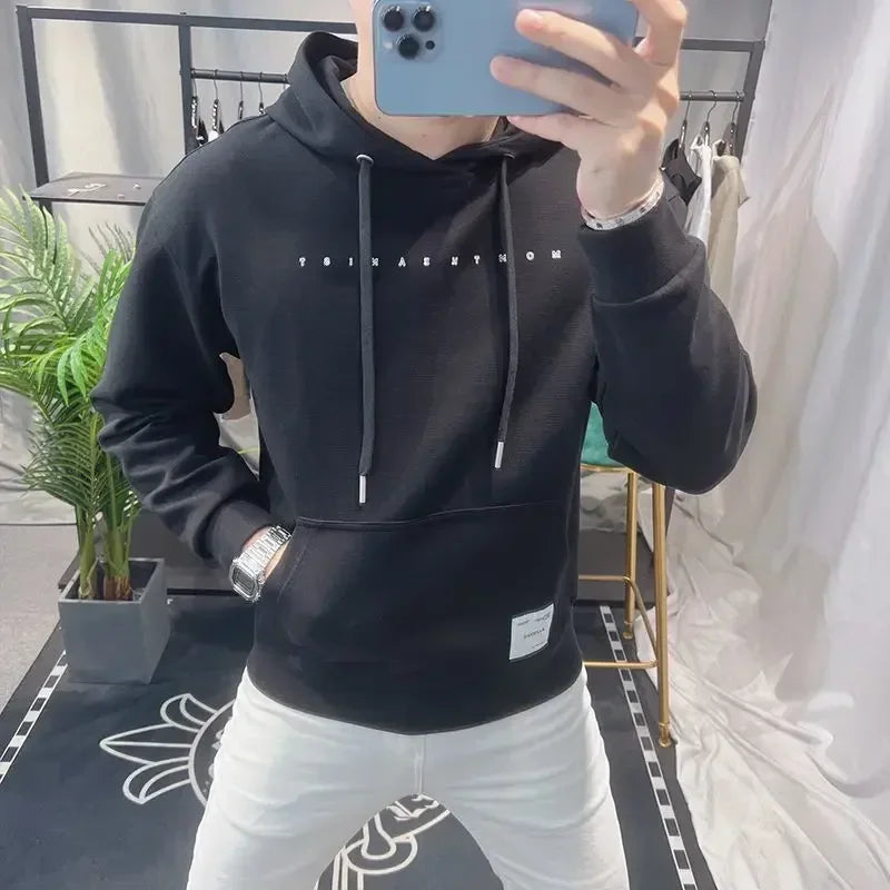 Sweatshirts for Men New In Slim Fit Cotton Man Hoodies Warm Emo Simple Clothing Deals High Quality 90s Vintage Korean Style Tops