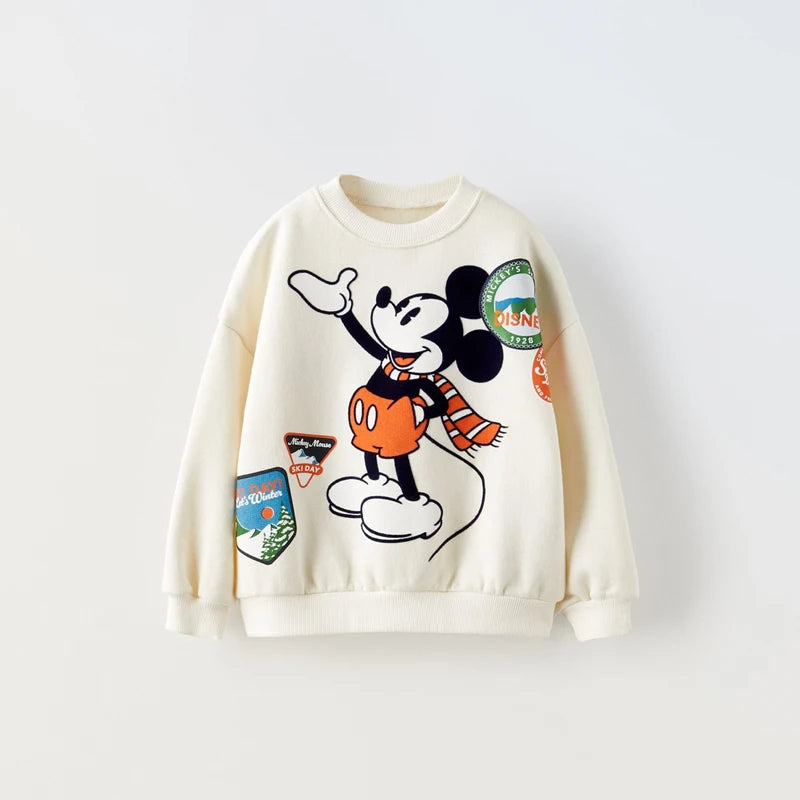 Boys Cartoon Sweatshirts Loose Sports Round Neck Tops New Spring Autumn Clothing Toddler Trendy Printed Long-sleeved Hoodies