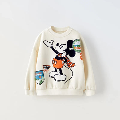 Boys Cartoon Sweatshirts Loose Sports Round Neck Tops New Spring Autumn Clothing Toddler Trendy Printed Long-sleeved Hoodies