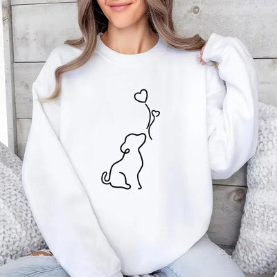 Hot Sales Womens Sweatshirts Cute Printing O Neck Tops Casual Daily Outdoors Sports Jogging Pullover Long Sleeves Woman Clothing