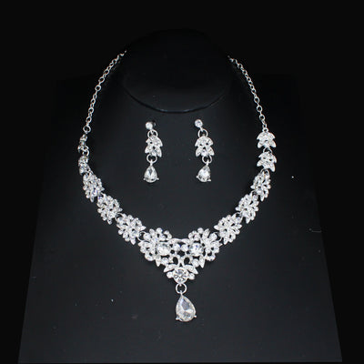 Luxury Crystal Wedding Bridal Jewelry Sets Women/Girl Gold Color Tiara/Crown Earrings Choker Necklace Bride Jewelry Set