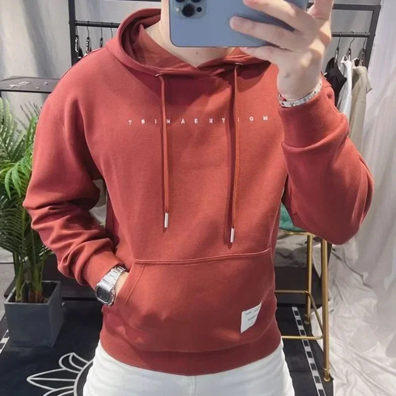 Sweatshirts for Men New In Slim Fit Cotton Man Hoodies Warm Emo Simple Clothing Deals High Quality 90s Vintage Korean Style Tops