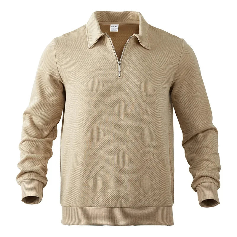 Sweatshirts Men Polo Shirt Tops Turn Down Collar Zipper Top Full Sleeve Casual Regular Sweatshirt Splice Simple Autumn Winter