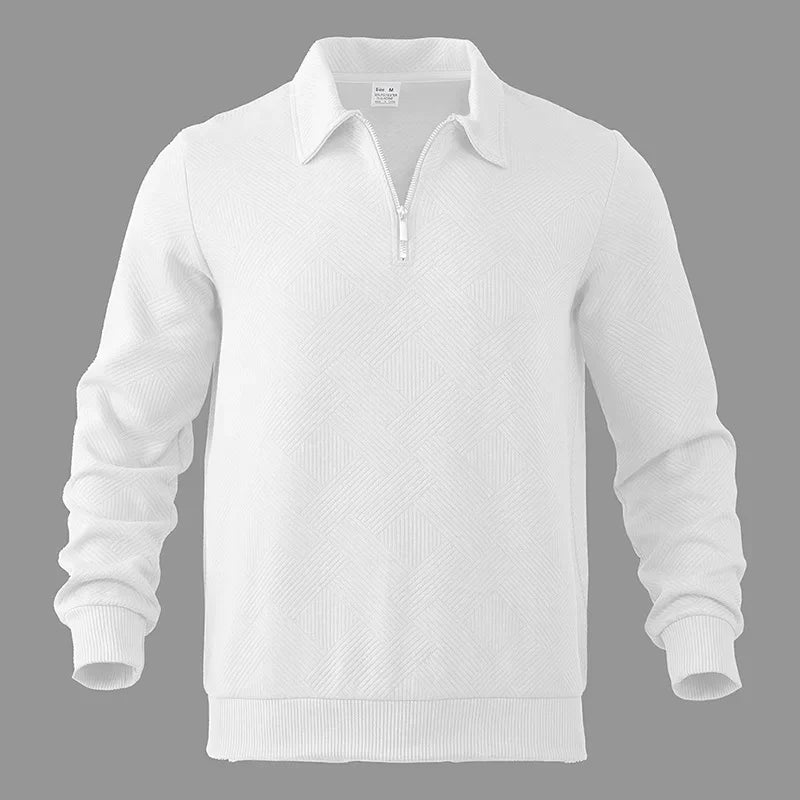 Sweatshirts Men Polo Shirt Tops Turn Down Collar Zipper Top Full Sleeve Casual Regular Sweatshirt Splice Simple Autumn Winter