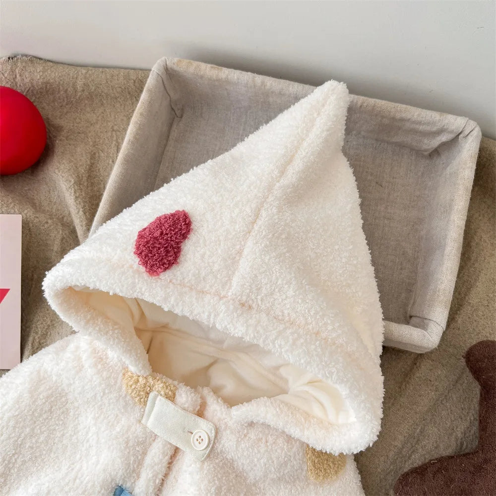 Baby cloak autumn and winter clothes newborn baby out cloak plus velvet windproof embrace by foreign children shawl.