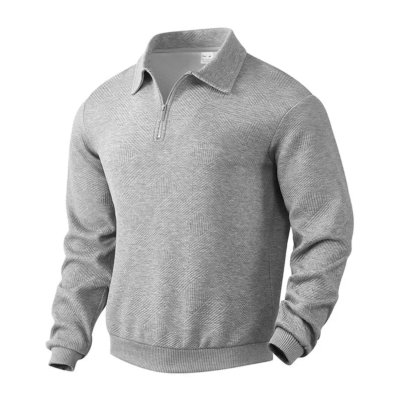 Sweatshirts Men Polo Shirt Tops Turn Down Collar Zipper Top Full Sleeve Casual Regular Sweatshirt Splice Simple Autumn Winter