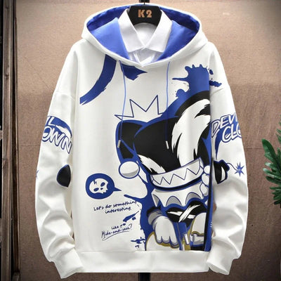 Graphic Hooded Sweatshirts for Man Punk Men's Clothing New Rock Hip Hop Sweat Shirt Korean Style Harajuku Fashion Warm Hoodies
