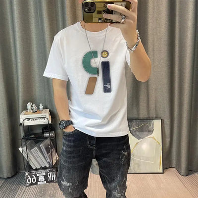 Clothes Streetwear Drawings Alphabet Men's T-shirt Top Man Tee Shirts Original Hip Hop Fashion Xl Kpop Vintage Funny White