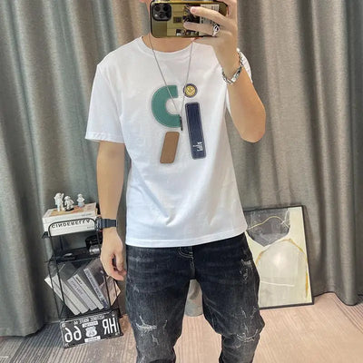 Clothes Streetwear Drawings Alphabet Men's T-shirt Top Man Tee Shirts Original Hip Hop Fashion Xl Kpop Vintage Funny White