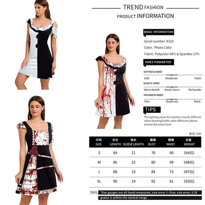 Clothes Festival Dress for Women Scary Clown Cosplay Costume Girl Funny Halloween Party Sleeveless Asymmetrical Female Dresses