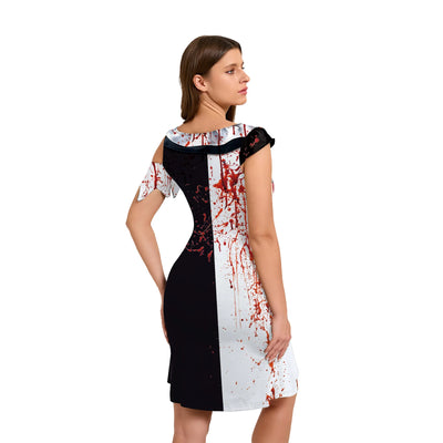Clothes Festival Dress for Women Scary Clown Cosplay Costume Girl Funny Halloween Party Sleeveless Asymmetrical Female Dresses