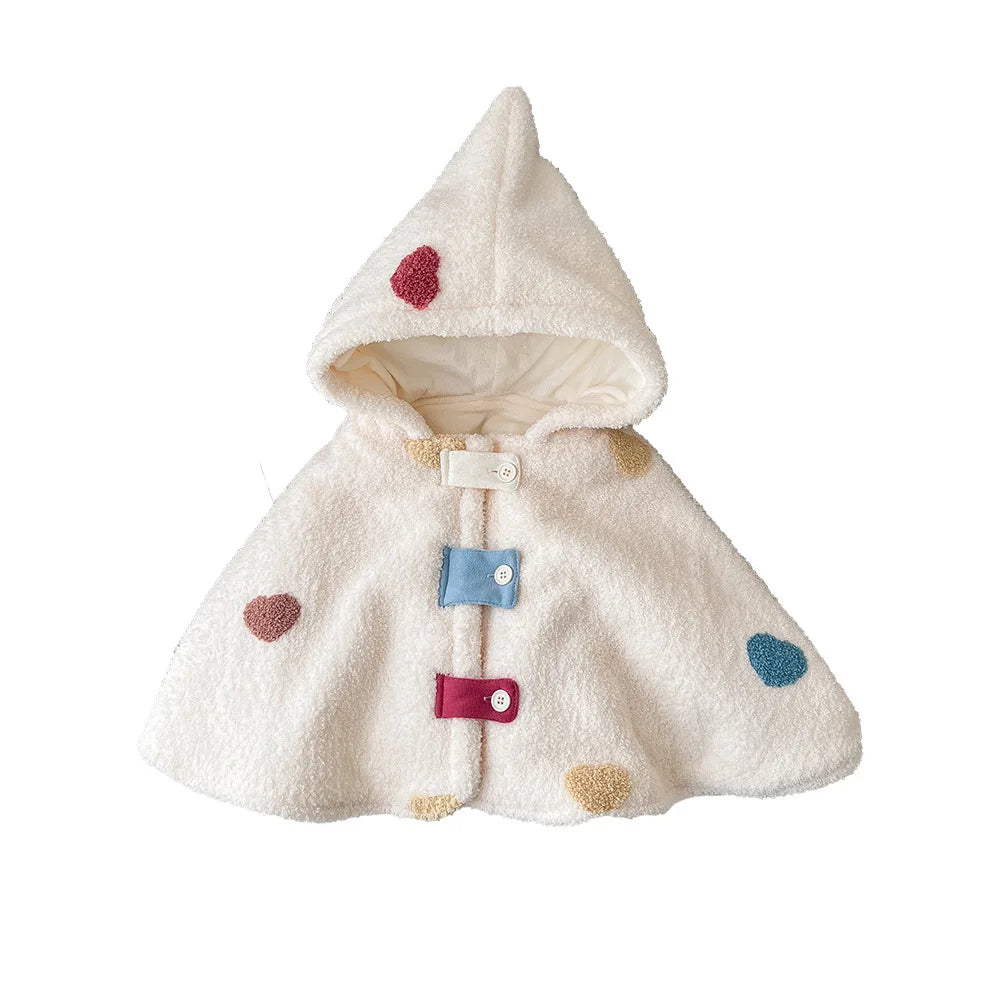 Baby cloak autumn and winter clothes newborn baby out cloak plus velvet windproof embrace by foreign children shawl.