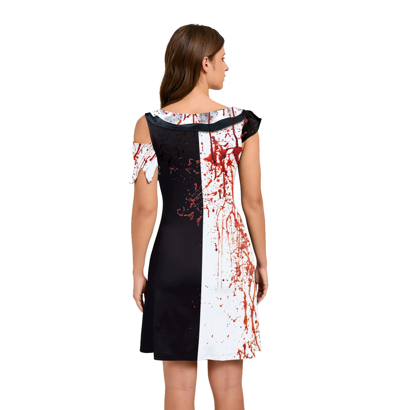 Clothes Festival Dress for Women Scary Clown Cosplay Costume Girl Funny Halloween Party Sleeveless Asymmetrical Female Dresses
