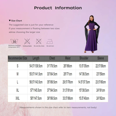 Women Halloween Wicked Queen Witch Vampire Cosplay Costume Flare Sleeve Mesh Cuffs Fancy Dress Carnival Theme Party Clothes