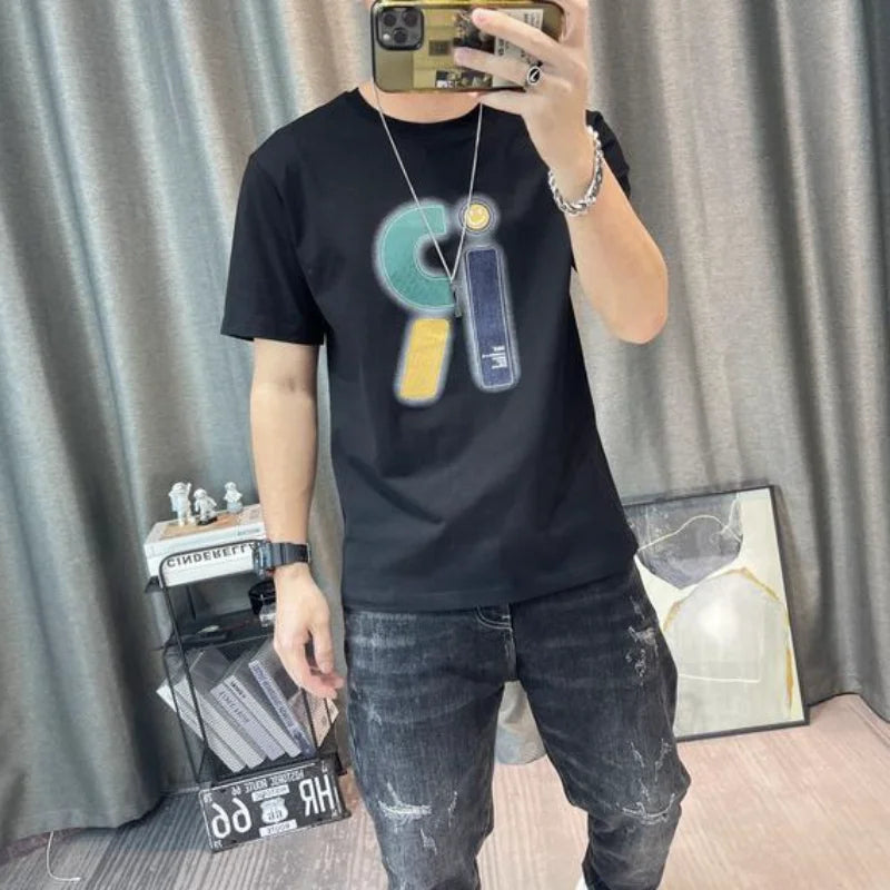 Clothes Streetwear Drawings Alphabet Men's T-shirt Top Man Tee Shirts Original Hip Hop Fashion Xl Kpop Vintage Funny White