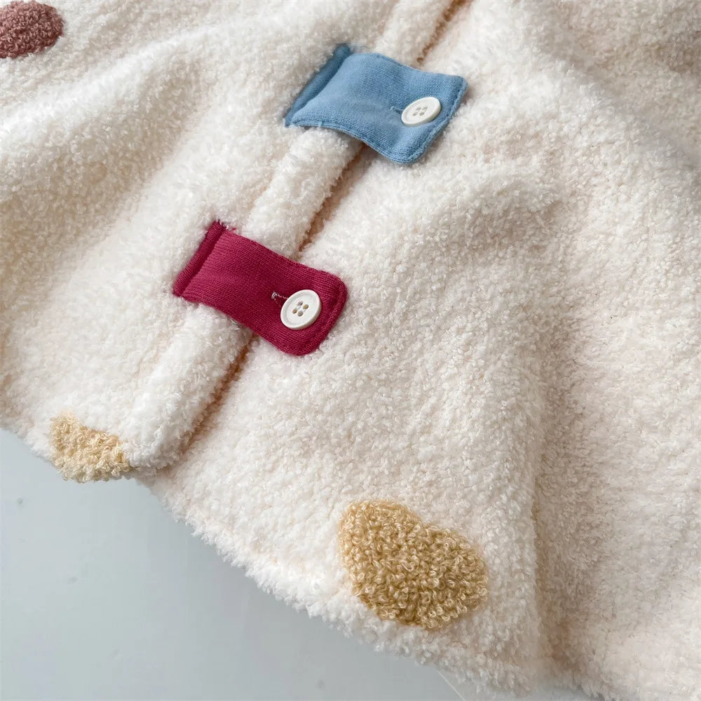 Baby cloak autumn and winter clothes newborn baby out cloak plus velvet windproof embrace by foreign children shawl.