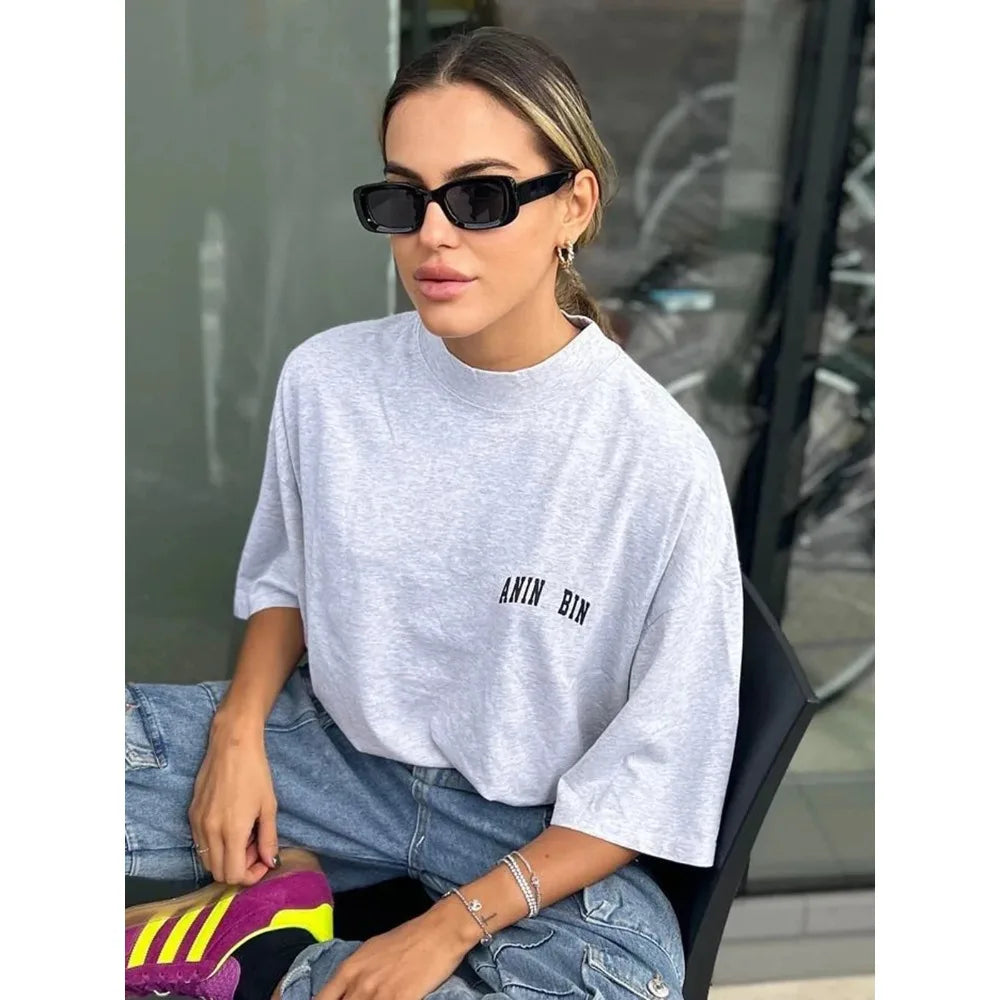 Graphic Aesthetic T-Shirts for Women Summer Clothes 2024 Cotton Half Sleeve Loose Tees Tops Oversized Female Fashion T-Shirt