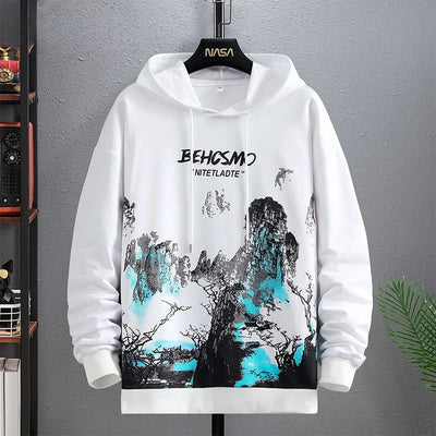 Graphic Hooded Sweatshirts for Man Punk Men's Clothing New Rock Hip Hop Sweat Shirt Korean Style Harajuku Fashion Warm Hoodies