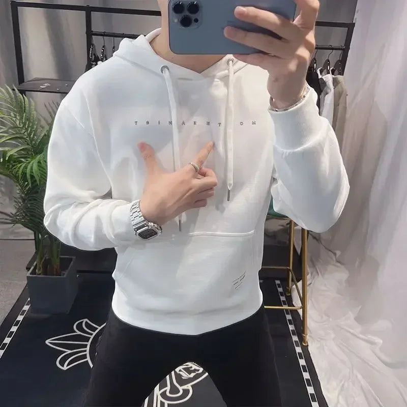 Sweatshirts for Men New In Slim Fit Cotton Man Hoodies Warm Emo Simple Clothing Deals High Quality 90s Vintage Korean Style Tops