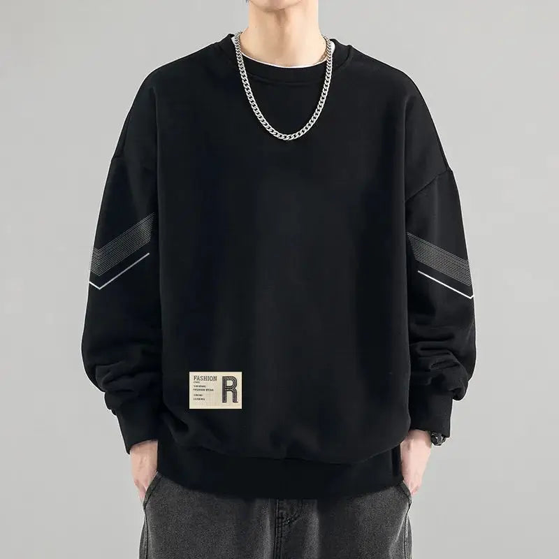 Sweatshirts for Men's Spring and Autumn New Round Neck Loose Hatless Top Long Sleeves Trendy and Handsome