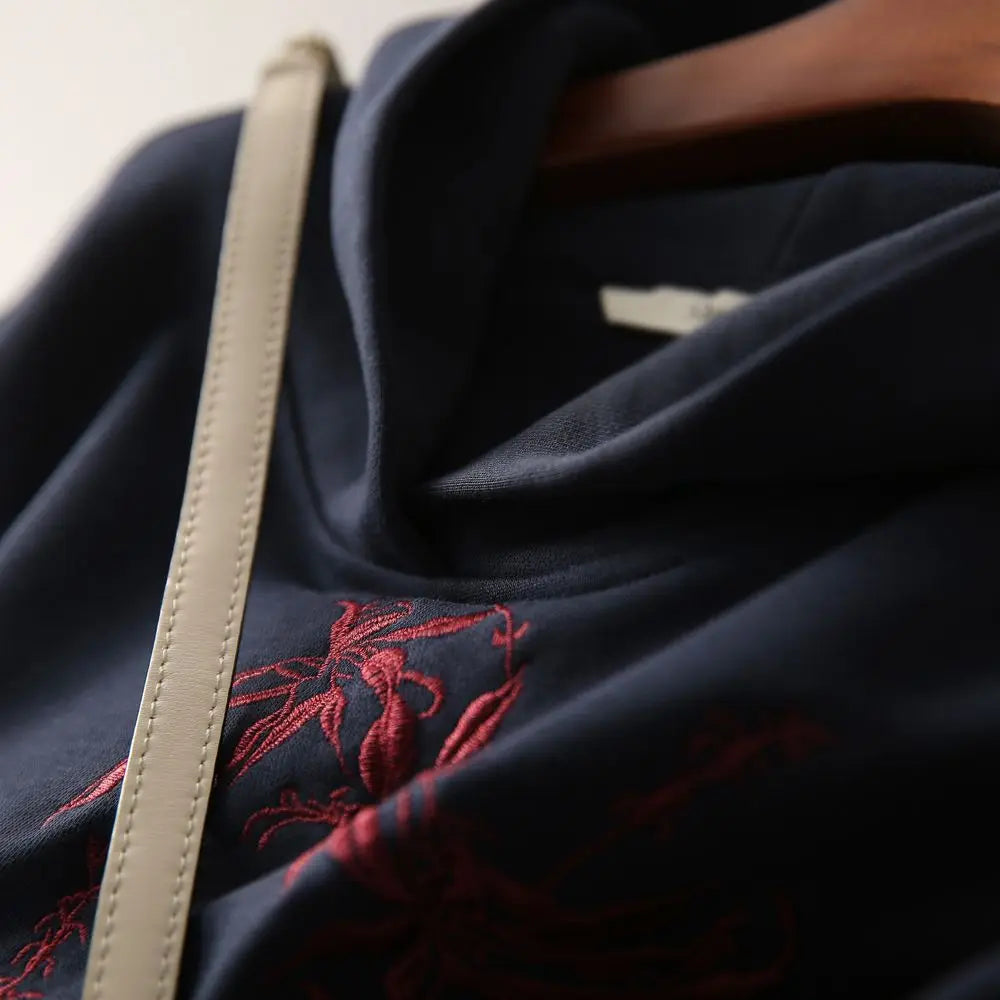 Women's Sweatshirt Graphic Hoodies Woman Clothing Embroidered Hooded Pullovers Top Essential Y2k Japanese Streetwear Goth Kpop M