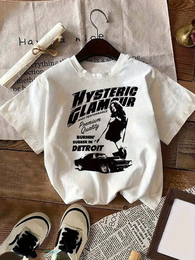 Women's Graphic Tees - "Performance" Printed Casual Crew Neck Short Sleeve Tee Fashionable Casual Wear for All Seasons Playful P