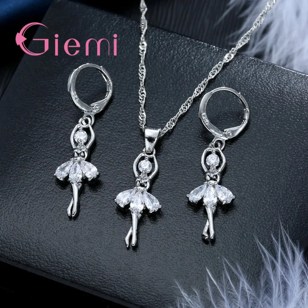 Beautful Elegant Women Jewelry Sets Pure 925 Sterling Silver Pendant.