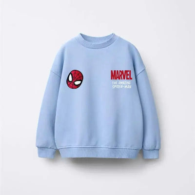 Blue Sweatshirts Fashion Casual Clothing Boys Baby Crewneck Tops 2025 New Kids Thin Long-sleeved Tops Cartoon Printed Hoodies