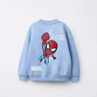 Blue Sweatshirts Fashion Casual Clothing Boys Baby Crewneck Tops 2025 New Kids Thin Long-sleeved Tops Cartoon Printed Hoodies