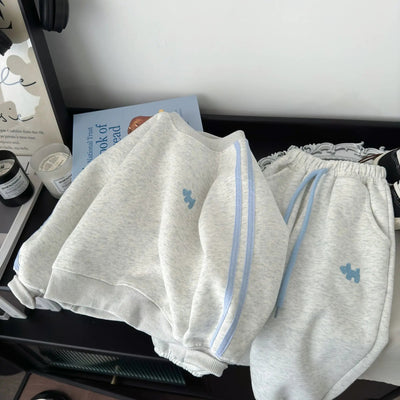 Boys Sweatshirts Hoodies Spring Autumn Long Sleeved T-shirt  Children O Neck Top Sweat Pants 2pcs Set Korean Cartoon Sportswear