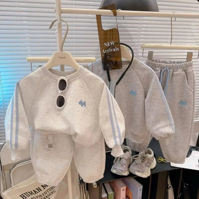 Boys Sweatshirts Hoodies Spring Autumn Long Sleeved T-shirt  Children O Neck Top Sweat Pants 2pcs Set Korean Cartoon Sportswear