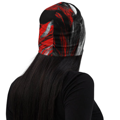 Double-layered Beanie Hat Decorative Black Red White Abstract-1