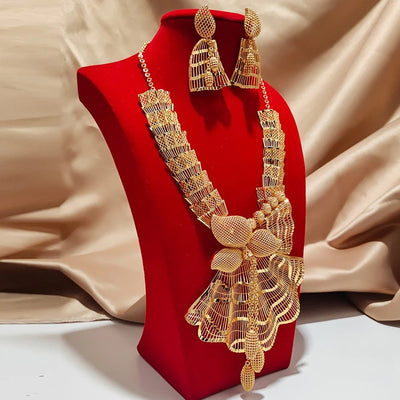 Dubai Jewelry sets 24K gold plated luxury African wedding gifts bridal bracelet necklace earrings ring jewellery set for women