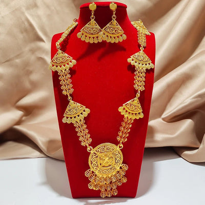 Dubai Jewelry sets 24K gold plated luxury African wedding gifts bridal bracelet necklace earrings ring jewellery set for women