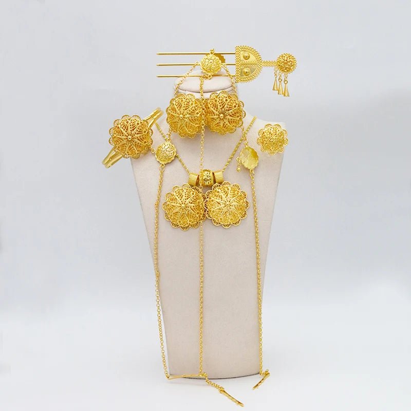 Ethiopian women's jewelry set, hairpins, headbands, earrings, bracelets, rings, pendants, African brides' wedding gifts