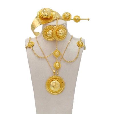 Ethiopian women's jewelry set, hairpins, headbands, earrings, bracelets, rings, pendants, African brides' wedding gifts