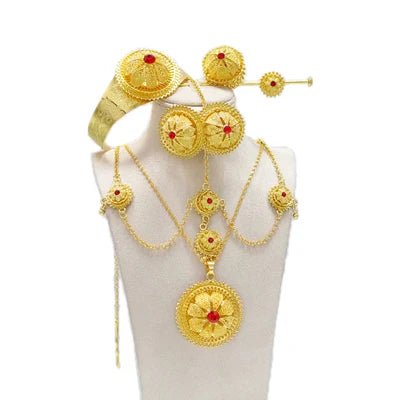 Ethiopian women's jewelry set, hairpins, headbands, earrings, bracelets, rings, pendants, African brides' wedding gifts