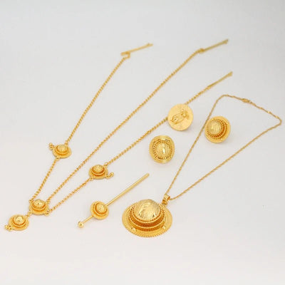 Ethiopian women's jewelry set, hairpins, headbands, earrings, bracelets, rings, pendants, African brides' wedding gifts