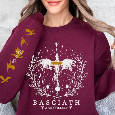 Fourth Wing Sweatshirt Basgiath War College Sweatshirt Women Graphic Hoodies Riders Quadrant Fantasy Reader Bookish Pullover Top