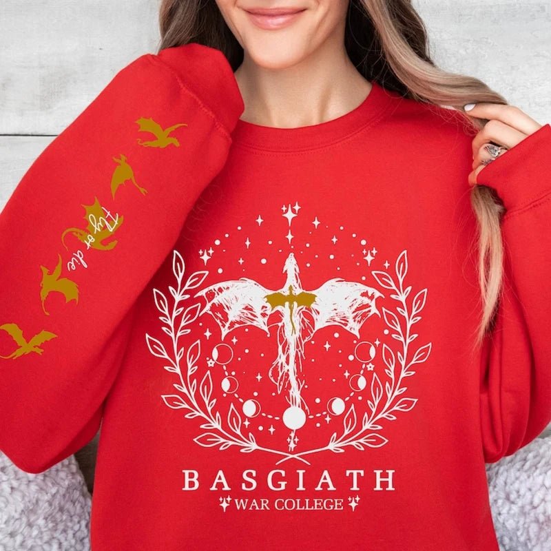 Fourth Wing Sweatshirt Basgiath War College Sweatshirt Women Graphic Hoodies Riders Quadrant Fantasy Reader Bookish Pullover Top