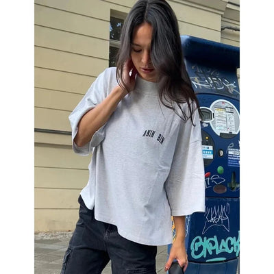 Graphic Aesthetic T-Shirts for Women Summer Clothes 2024 Cotton Half Sleeve Loose Tees Tops Oversized Female Fashion T-Shirt