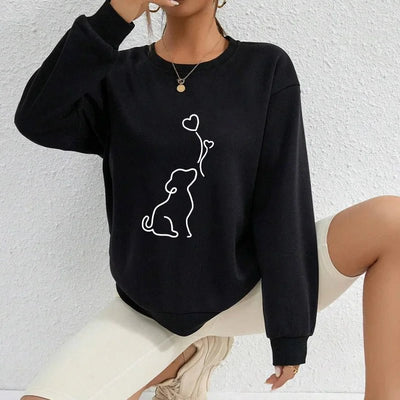 Hot Sales Womens Sweatshirts Cute Printing O Neck Tops Casual Daily Outdoors Sports Jogging Pullover Long Sleeves Woman Clothing