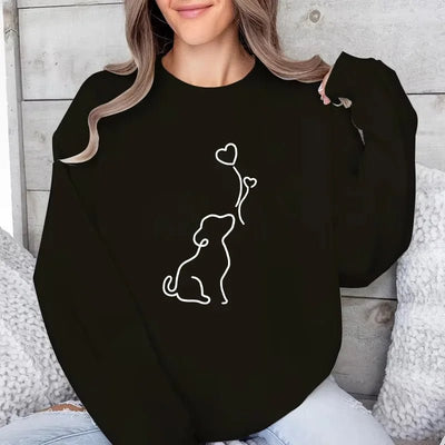 Hot Sales Womens Sweatshirts Cute Printing O Neck Tops Casual Daily Outdoors Sports Jogging Pullover Long Sleeves Woman Clothing