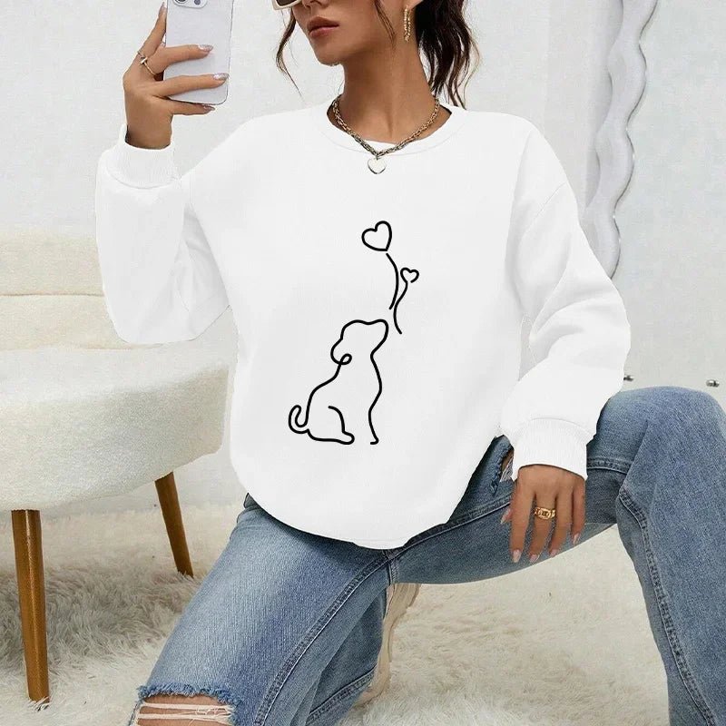 Hot Sales Womens Sweatshirts Cute Printing O Neck Tops Casual Daily Outdoors Sports Jogging Pullover Long Sleeves Woman Clothing